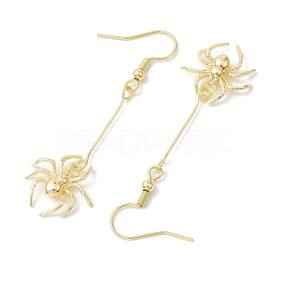 Halloween Spider Brass Dangle Earrings EJEW-JE05859-1