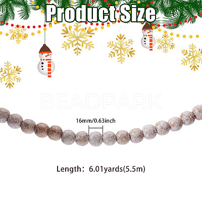 Christmas Wood Round Beads Hanging Ornaments HJEW-CA00082-1