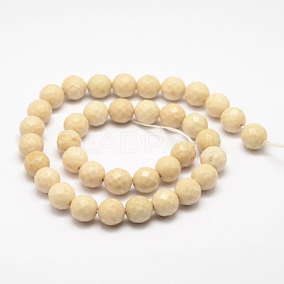 Natural Fossil Round Bead Strands G-O151-02-6mm-1