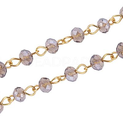 Handmade Rondelle Glass Beads Chains for Necklaces Bracelets Making AJEW-JB00037-05-1