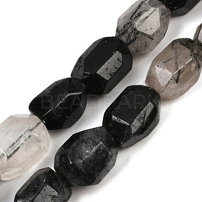 Natural Black Rutilated Quartz Beads Strands G-F796-C02-01-1
