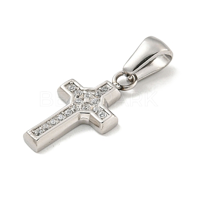 304 Stainless Steel Cubic Zirconia Pendants STAS-C102-04B-P-1