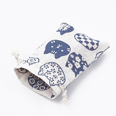 Kitten Polycotton(Polyester Cotton) Packing Pouches Drawstring Bags X-ABAG-T006-A19-1