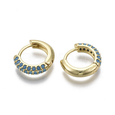 Brass Micro Pave Cubic Zirconia Huggie Hoop Earrings EJEW-R144-004D-NF-1