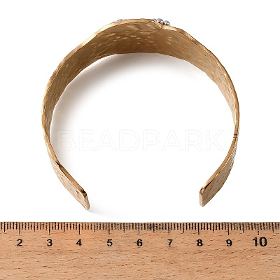 Hammered 304 Stainless Steel Cuff Bangles for Women BJEW-D465-03GP-1