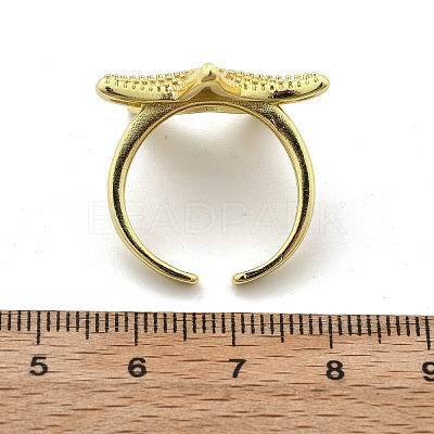 Starfish Brass Cuff Rings for Women RJEW-C123-02G-1