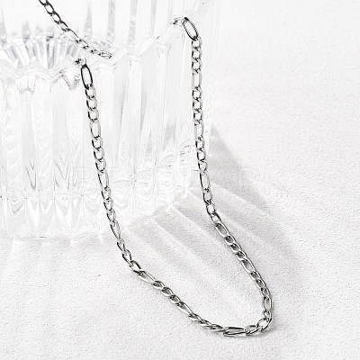 Non-Tarnish 304 Stainless Steel Figaro Chain Necklaces STAS-K168-02P-1
