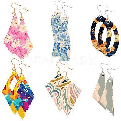 DIY Wooden Dangle Earring Making Kits DIY-SP0005-04-1