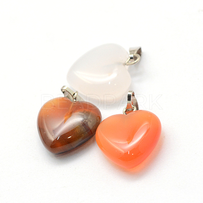 Heart Dyed Natural Agate Pendants G-Q371-01-1