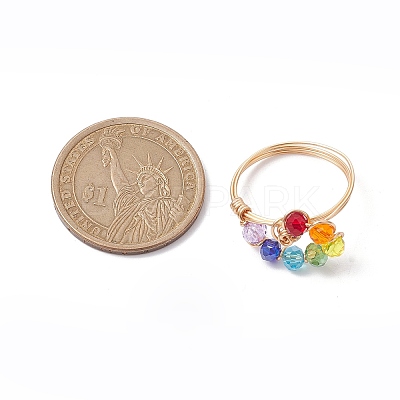Colorful Glass Teardrop Finger Ring RJEW-JR00653-1