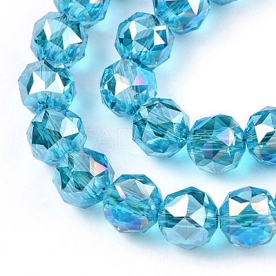 Electroplate Transparent Glass Beads Strands EGLA-N002-34C-M-1