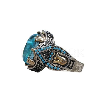 Oval Alloy with Glass Finger Rings FS-WG0E890-02-1