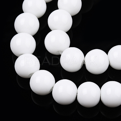 Opaque Solid Color Glass Beads Strands X-GLAA-T032-P8mm-02-1