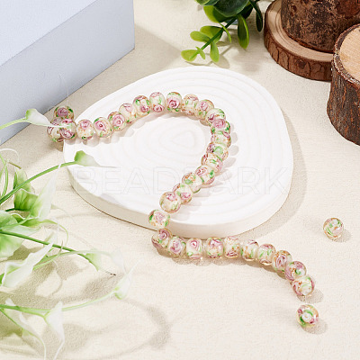 1 Strand Handmade Lampwork Inner Flower Rondelle Beads Strands LAMP-TA0002-72I-1