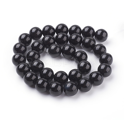 Natural Obsidian Beads Strands G-G099-12mm-24-1