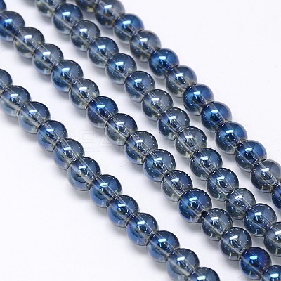 Electroplate Crystal Glass Round Beads Strands EGLA-F037-6mm-A03-1
