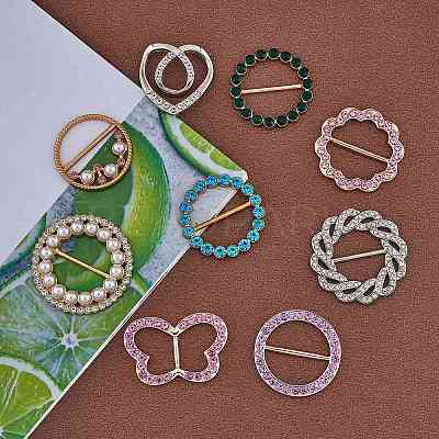9Pcs 9 Style Alloy Rhinestone Buckles DIY-SZ0008-58-1