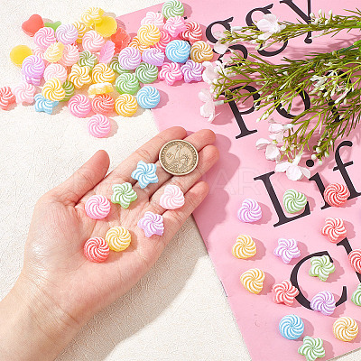 75Pcs 3 Styles Rainbow Color Resin Imitation Candy Cabochons RESI-GO0001-04-1