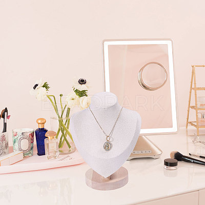 Bust Shaped Wooden Necklace Display Stands NDIS-WH0003-019B-01-1