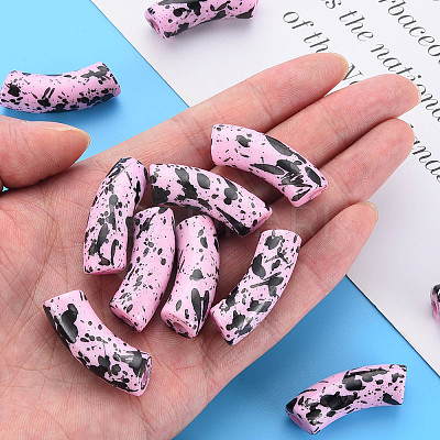 Opaque Spray Painted Acrylic Beads MACR-S372-001F-B03-1
