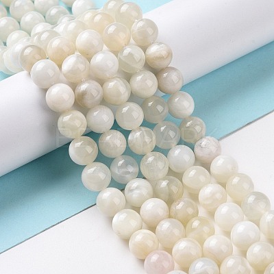 Natural White Moonstone Beads Strands G-F674-08-8mm-01-1