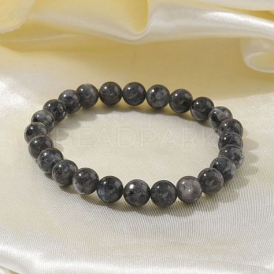Natural Larvikite Bead Stretch Bracelets X-BJEW-K212-B-046-1