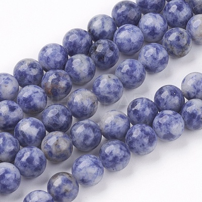 Natural Blue Spot Jasper Bead Strands X-G-R193-15-8mm-1