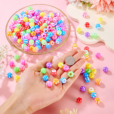 204Pcs 3 Styles Opaque Acrylic Beads OACR-TA0004-36-1