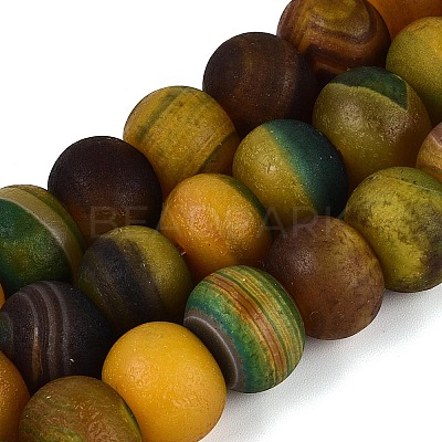 Natural Banded Agate Beads Strands G-Q606-70-1