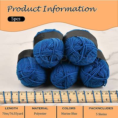 5Pcs Polyester Yarn for Knitting & Crochet YCOR-SZ0001-03B-1
