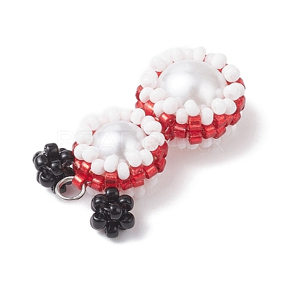 Glass Seed Beaded Snowman Pendants PALLOY-MZ00888-03-1
