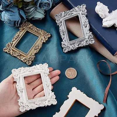 4Pcs 4 Colors Rectangle Retro Resin Photo Frames AJEW-FG0001-47-1