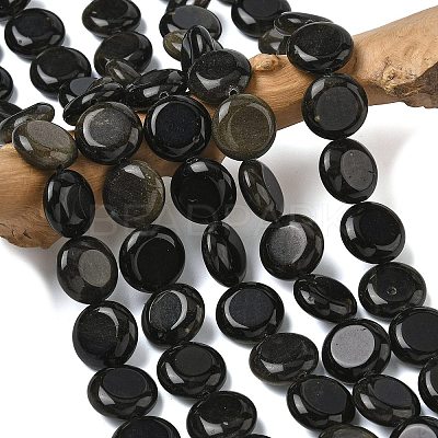 Natural Golden Sheen Obsidian Beads Strands G-L648-B23-15mm-01-1