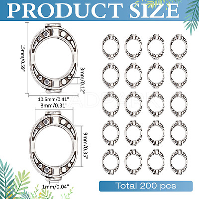 200Pcs Oval Tibetan Style Alloy Bead Frame TIBE-ME0001-12-1