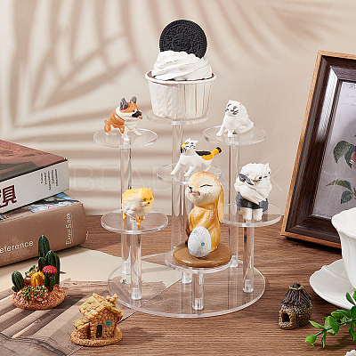 7-Tier Round Transparent Acrylic Display Stand Risers ODIS-WH0026-04-1