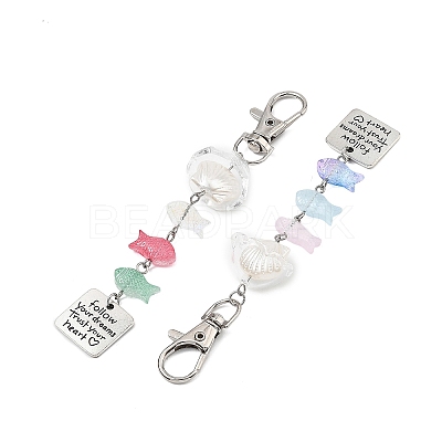 Ocean ABS Plastic Imitation Pearl & Acrylic & Alloy Pendant Decorations HJEW-JM04864-1