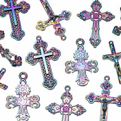 12Pcs 6 Style Rainbow Color Alloy Pendants FIND-LS0001-16MC-1