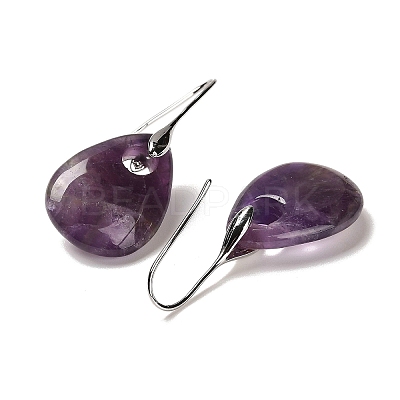 Natural Amethyst Teardrop Dangle Earrings EJEW-I315-02P-01-1