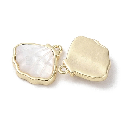 Brass Pave Shell Charms X-KK-G491-41G-1