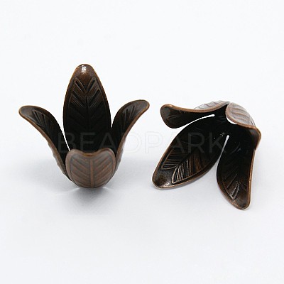 4-Petal Brass Flower Bead Caps X-KK-M010-02R-NR-1