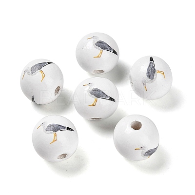 Natural Wood European Beads WOOD-S059-01A-1