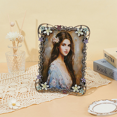 Rectangle Zinc Alloy Enamel Photo Frame Stand AJEW-WH0794-88-1