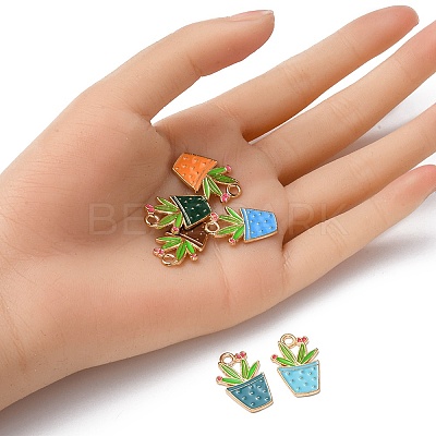 6Pcs 6 Colors Alloy Enamel Pendants ENAM-YW0002-47-1