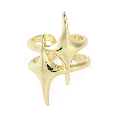 Brass Star Open Cuff Ring for Women LS-RJEW-A042-01A-1