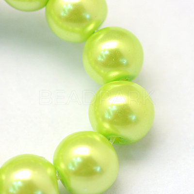 Baking Paint Pearlized Glass Pearl Round Bead Strands X-HY-Q003-4mm-66-1
