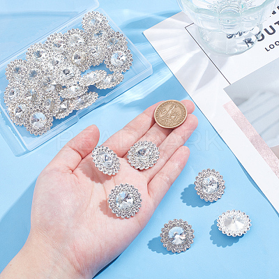 30Pcs Alloy Rhinestone Shank Buttons BUTT-MA0001-03-1