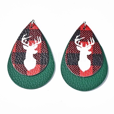 Christmas Theme PU Leather Big Pendants X-FIND-R080-05-1