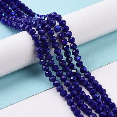 Electroplate Opaque Solid Color Glass Beads Strands X1-EGLA-A034-P8mm-L12-1