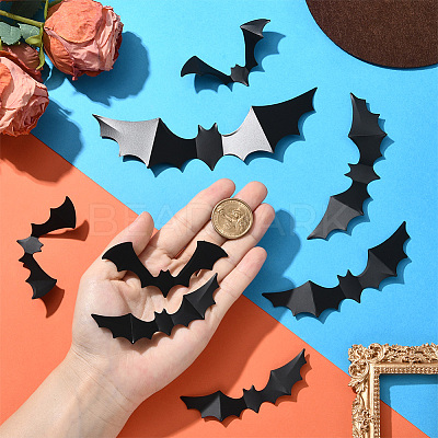 8 Bags Halloween Theme PVC Plastic Artificial 3D Bat Decorations DIY-SP0005-38-1