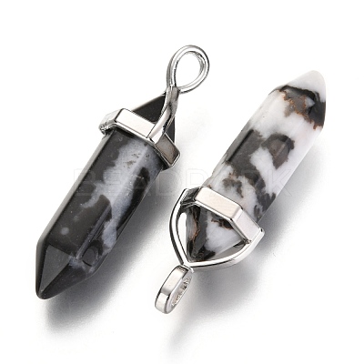 Natural Zebra Jasper Double Terminated Pointed Pendants G-F295-04E-1